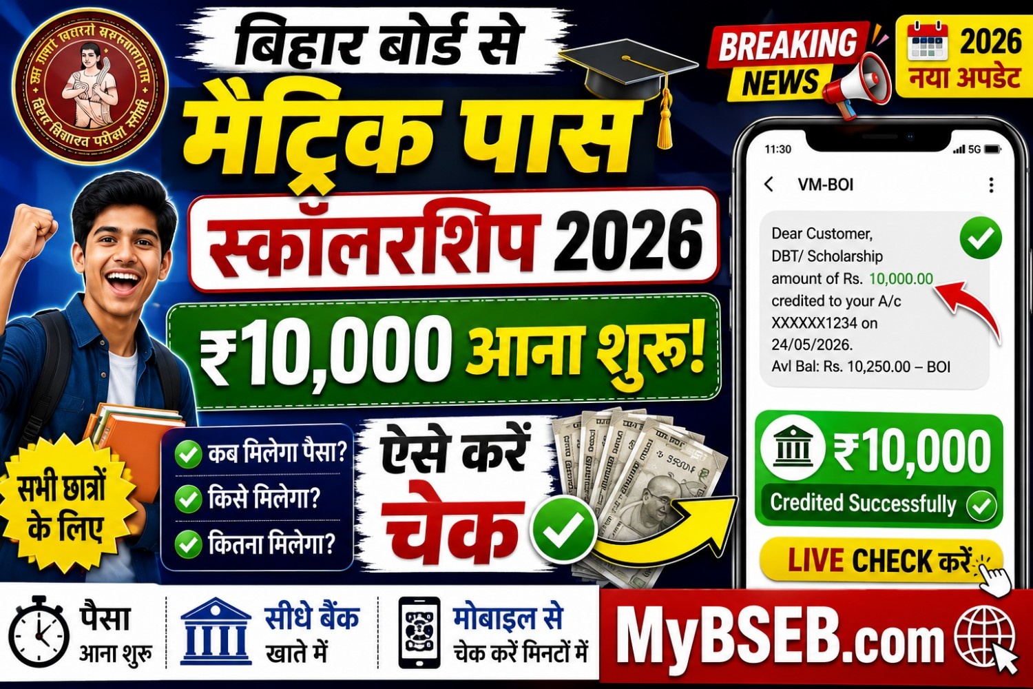 Matric Pass Scholarship Payment List Out 2026: