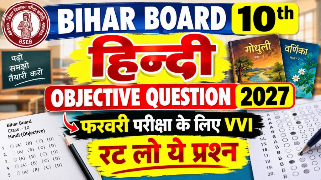 हाँ, अभी के search results में **“Bihar Board 10th Hindi Objective Question 2027”** और **“Class 10th Hindi Objective Question 2027”** जैसे keywords बार-बार दिख रहे हैं। ([YouTube][1]) ### 🔥 Most-search focused tags `Bihar Board 10th Hindi Objective Question 2027, Bihar Board Class 10 Hindi Objective Question 2027, Class 10th Hindi Objective Question 2027, 10th Hindi Objective Question 2027, Bihar Board 10th Hindi VVI Question 2027, Bihar Board Matric Hindi Objective Question 2027, Class 10 Hindi VVI Objective 2027, Bihar Board Hindi Question 2027, Bihar Board 10th Hindi Question 2027, Bihar Board Hindi Viral Question 2027, 10th Hindi VVI Question 2027, Bihar Board Matric Hindi VVI Question 2027, Hindi Objective Question 2027, Bihar Board Exam 2027 Hindi, Bihar Board Matric Exam 2027` [1]: https://www.youtube.com/watch?v=rjwFp0cbL54&utm_source=chatgpt.com "Bihar Board Hindi Class 10th Objective Question 2027 || Hindi Class 10th Bihar Board Objective 2027 - YouTube"